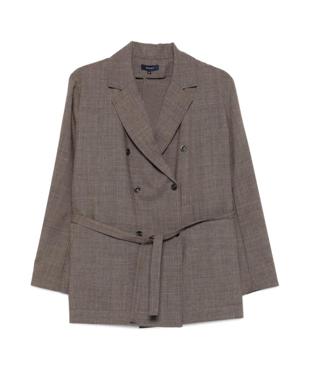 SOEUR Коричневый шерстяной жакет/пиджак, фото 1