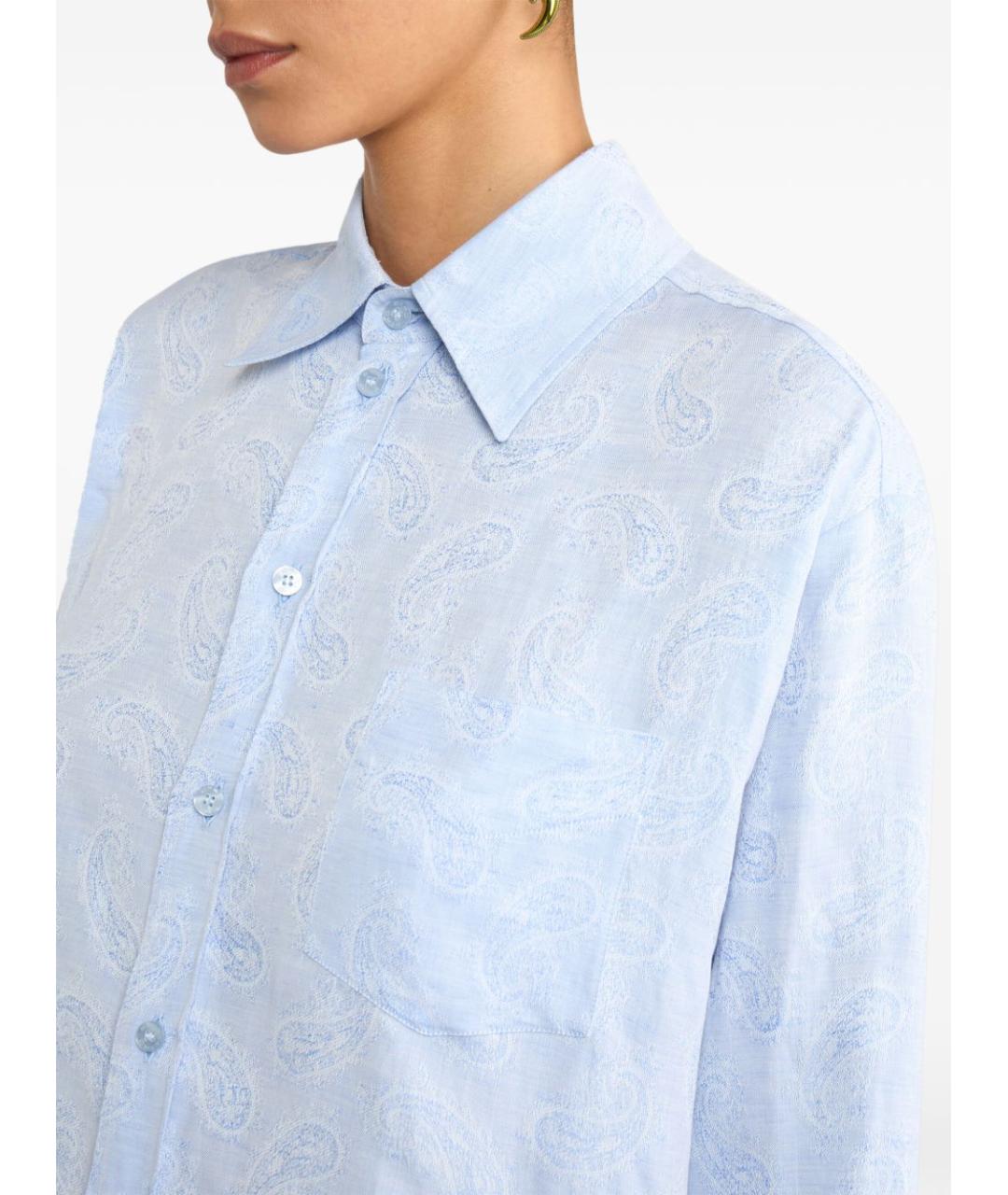 ETRO Голубая льняная рубашка, фото 4