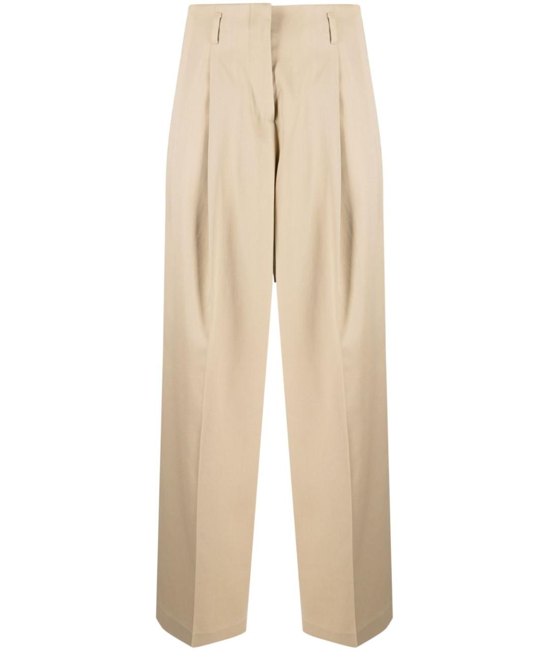 GOLDEN GOOSE DELUXE BRAND Бежевые шерстяные прямые брюки, фото 1