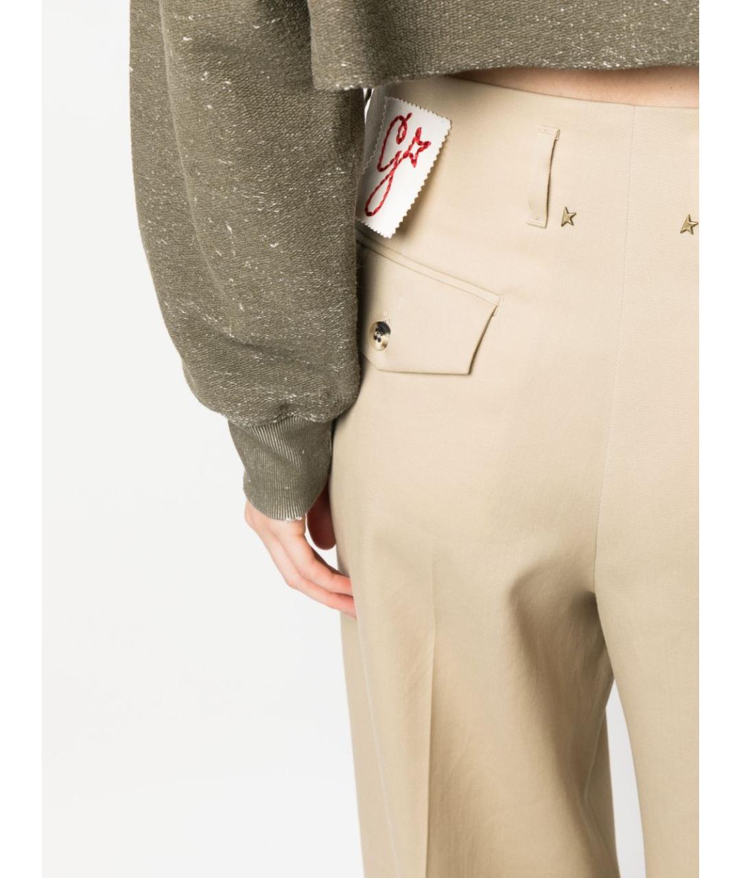 GOLDEN GOOSE DELUXE BRAND Бежевые шерстяные прямые брюки, фото 4