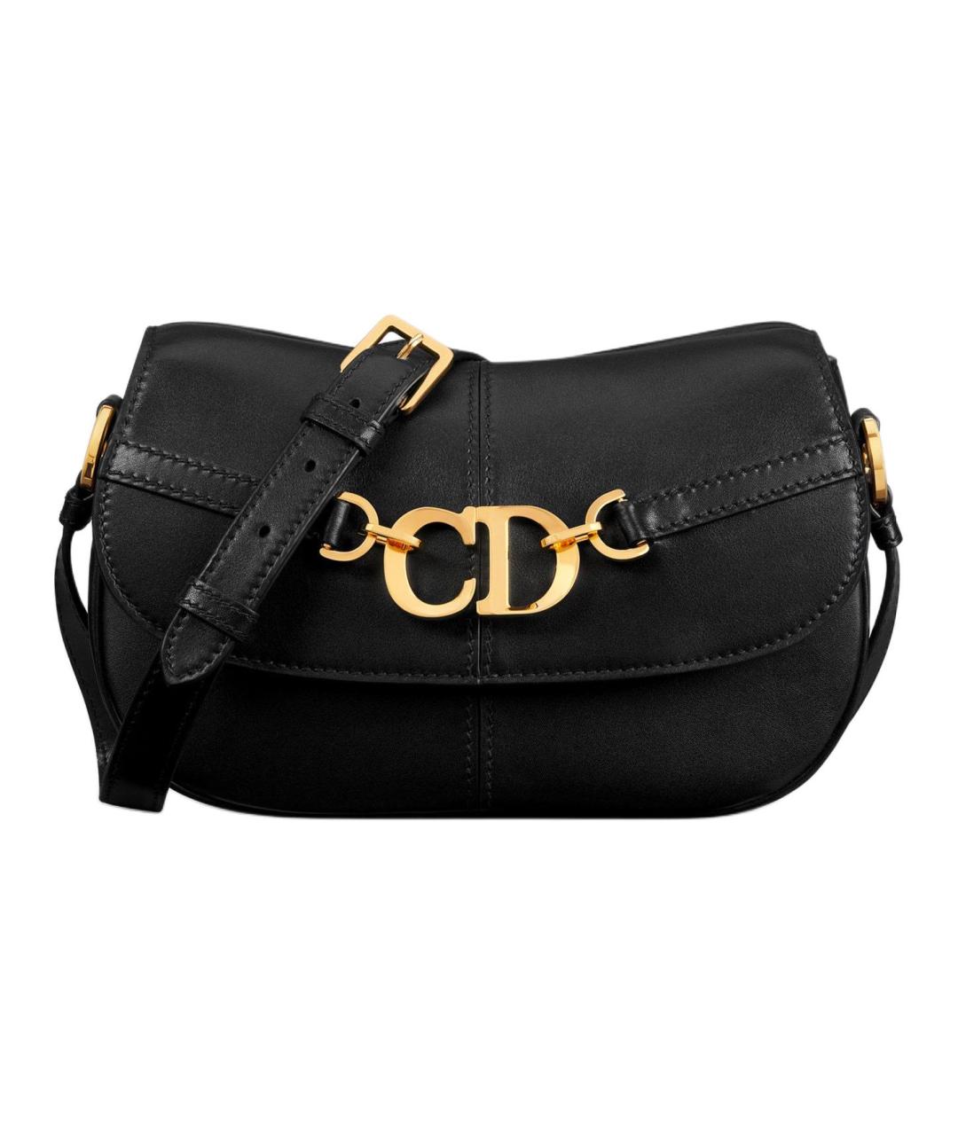 CHRISTIAN DIOR Черная кожаная сумка через плечо, фото 1
