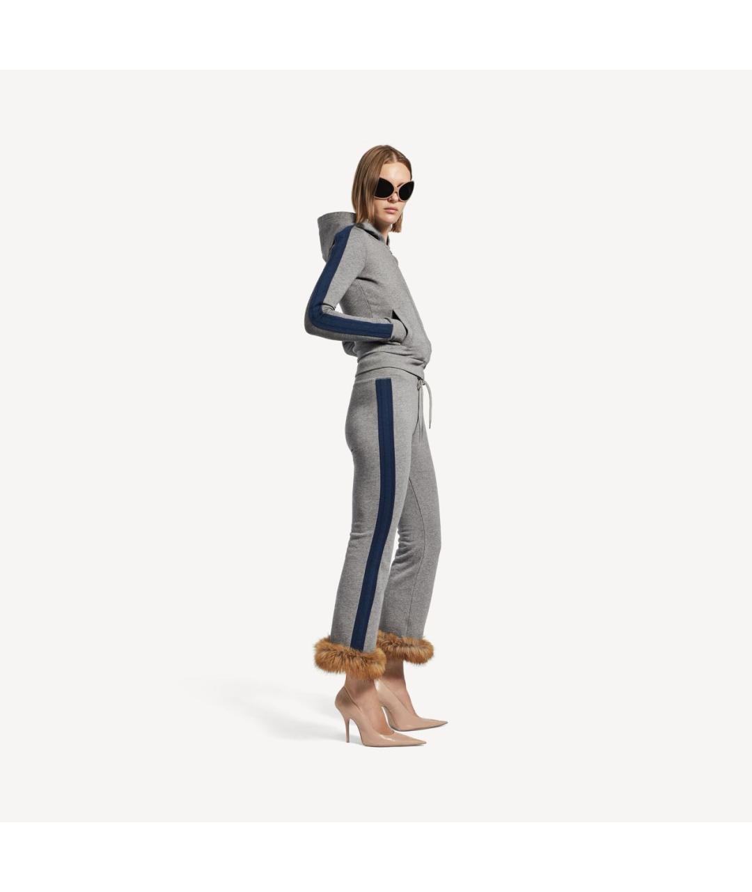 BALENCIAGA Серые хлопковые брюки узкие, фото 3