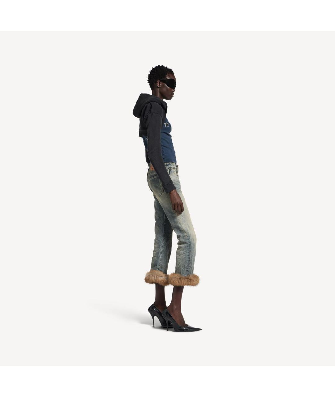 BALENCIAGA Голубые хлопковые прямые джинсы, фото 3