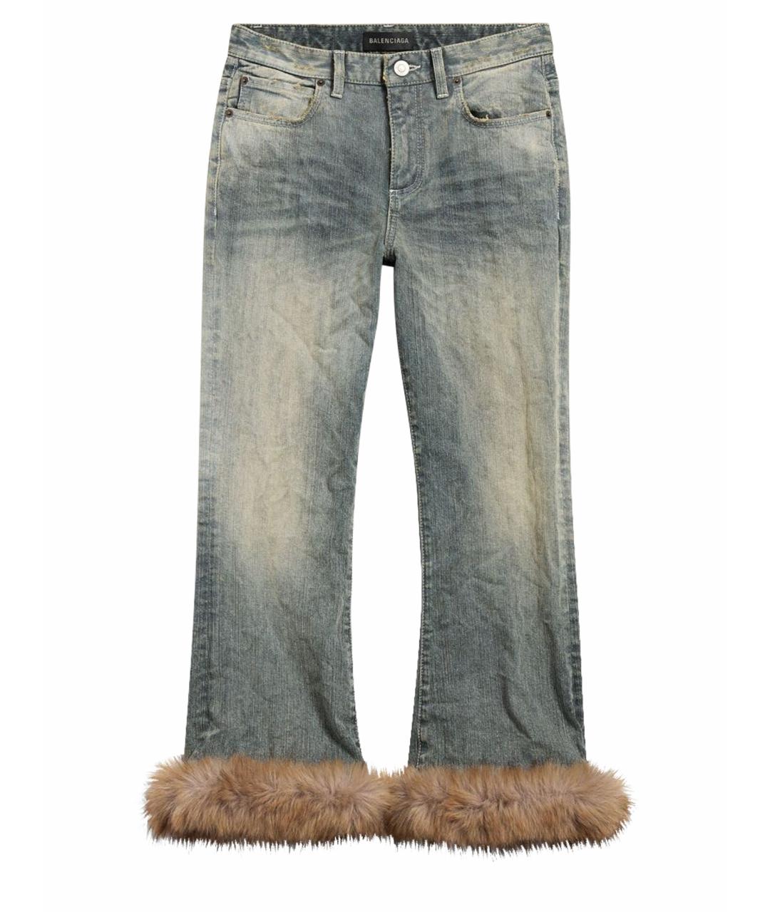 BALENCIAGA Голубые хлопковые прямые джинсы, фото 1