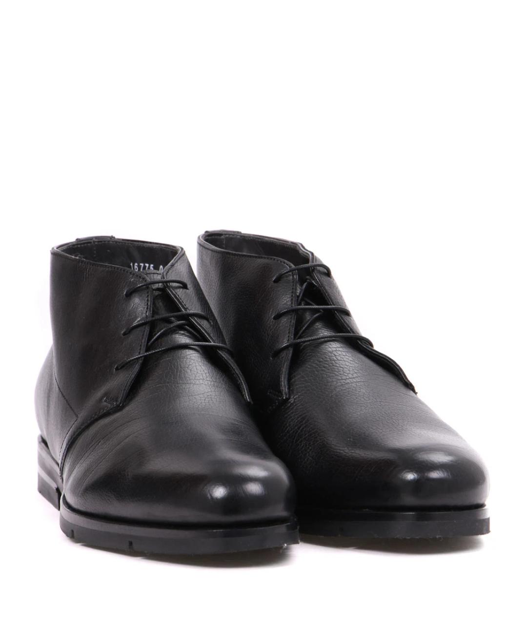 SANTONI Черные кожаные низкие ботинки, фото 2