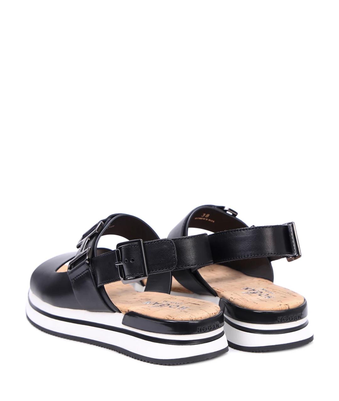 HOGAN Черные кожаные сандалии, фото 4