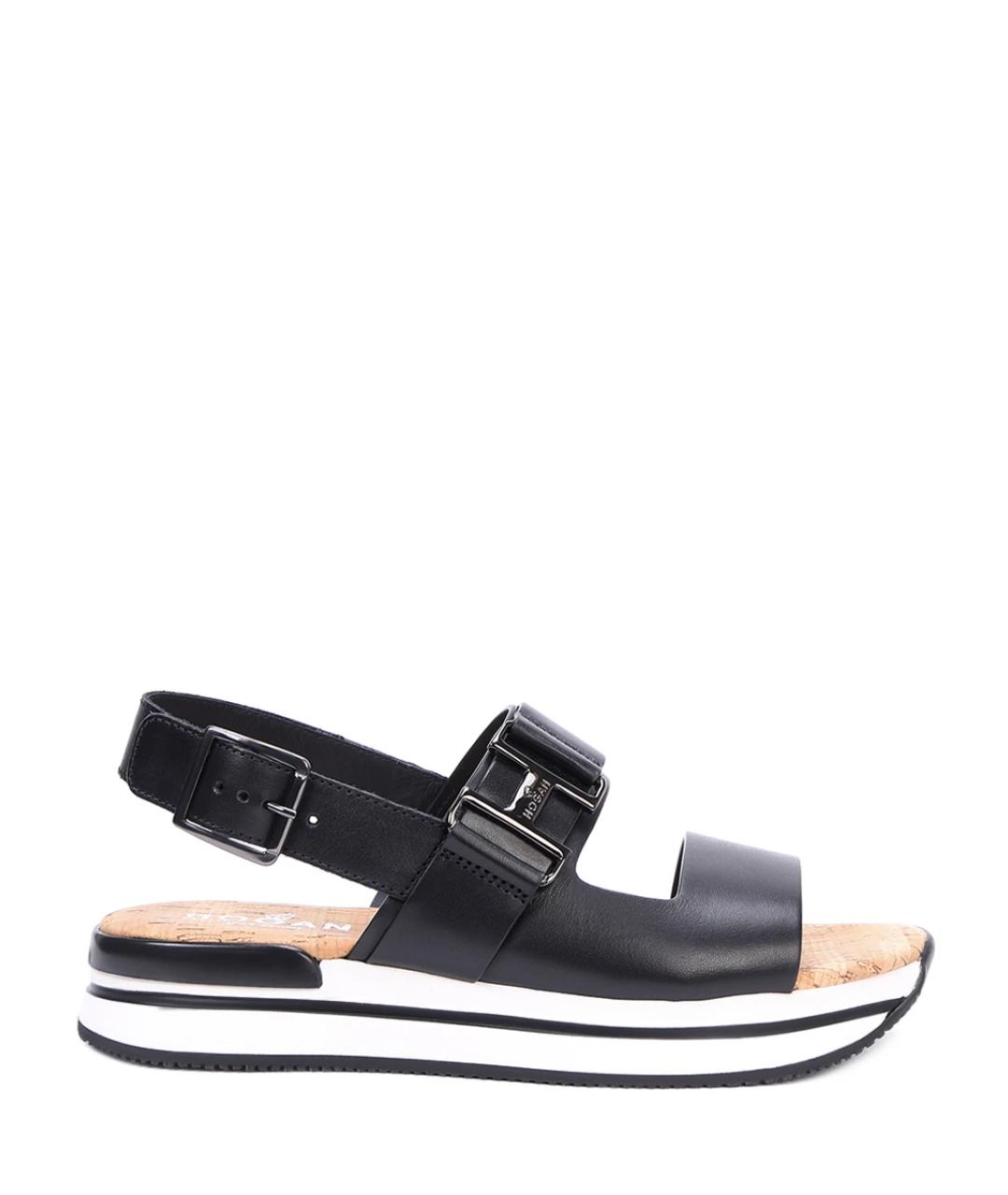 HOGAN Черные кожаные сандалии, фото 1