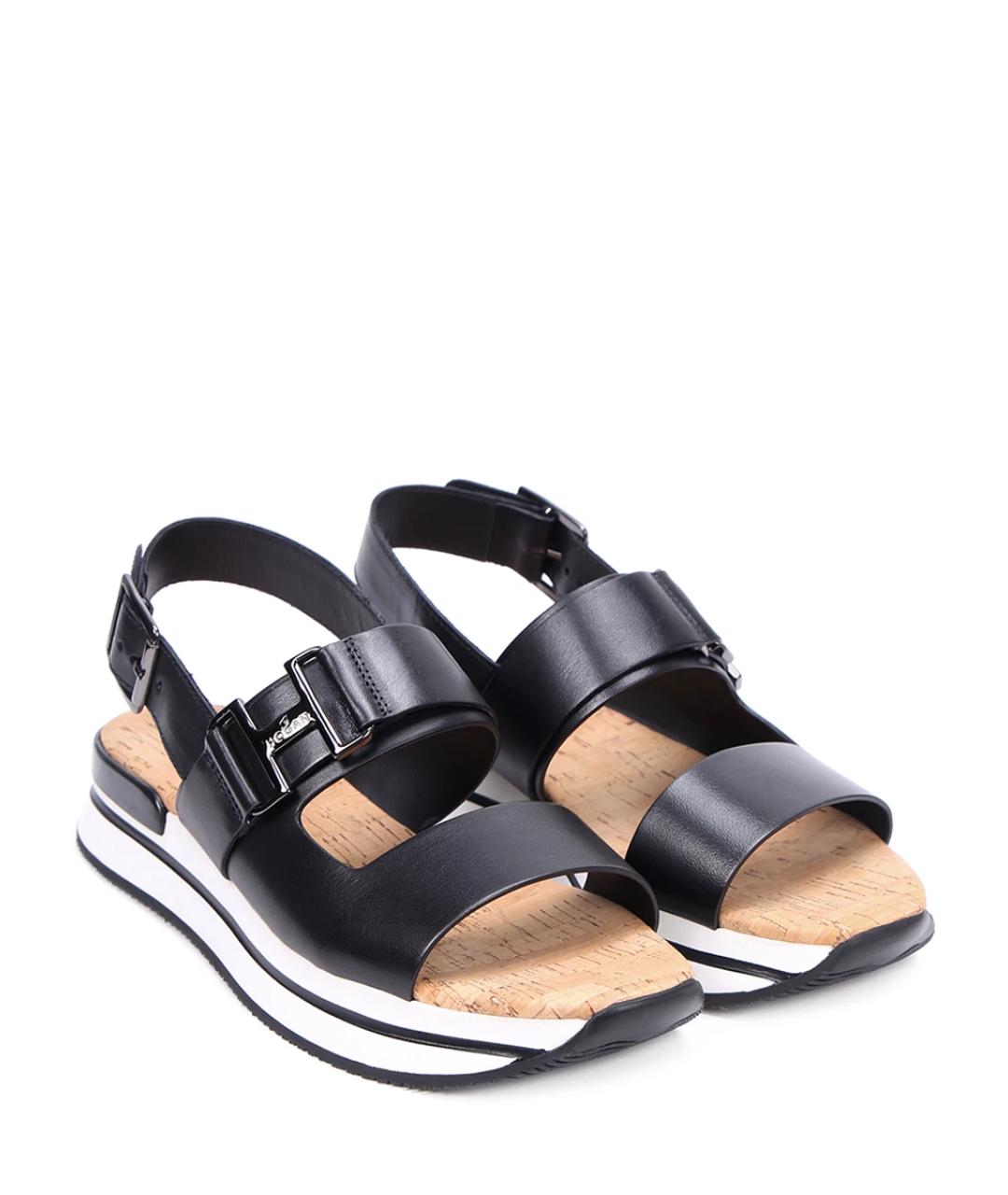 HOGAN Черные кожаные сандалии, фото 2