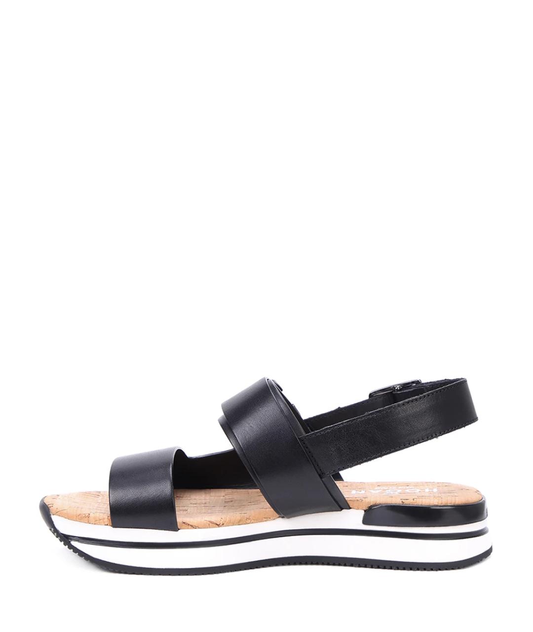 HOGAN Черные кожаные сандалии, фото 3