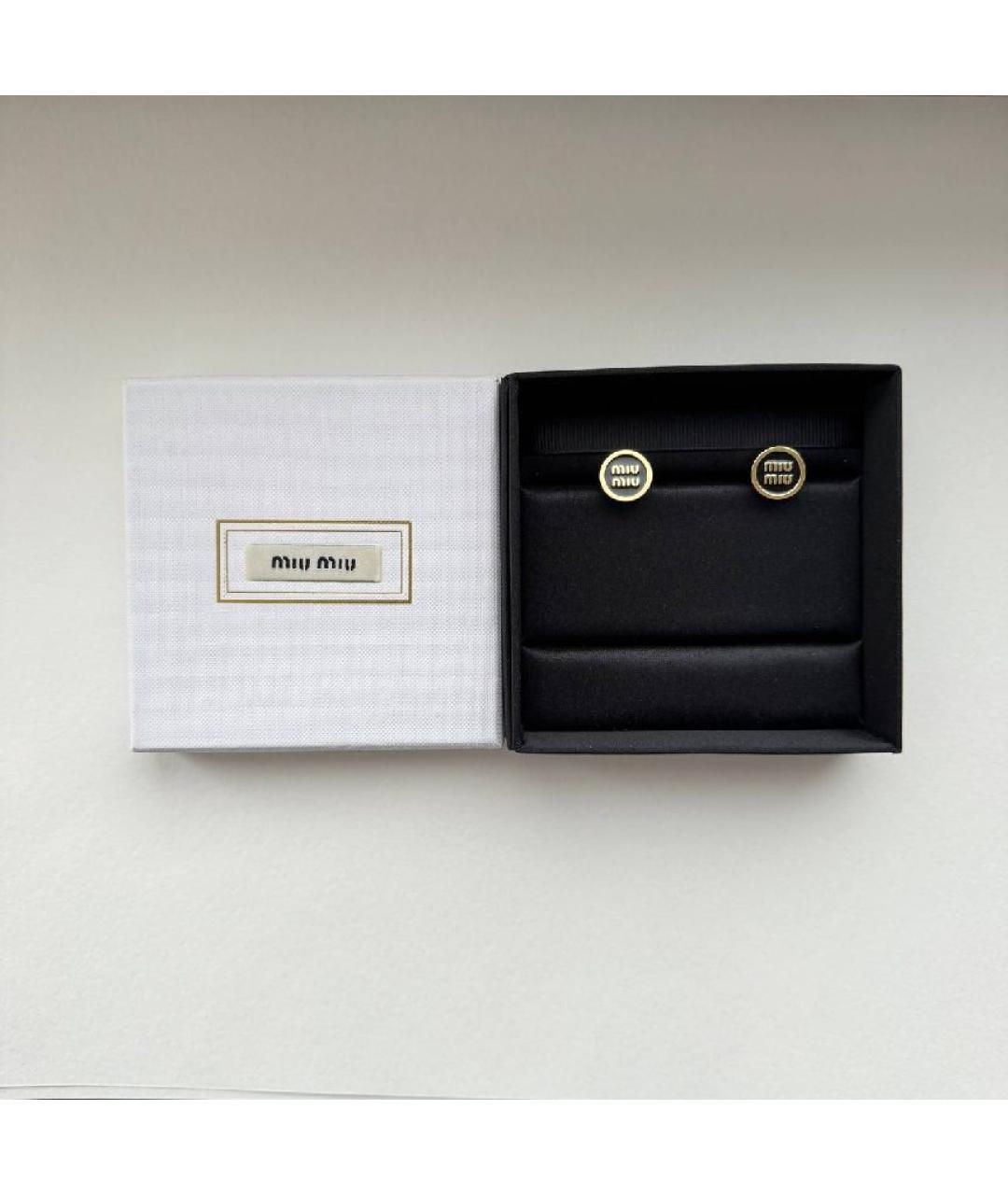 MIU MIU Черные латунные серьги, фото 6