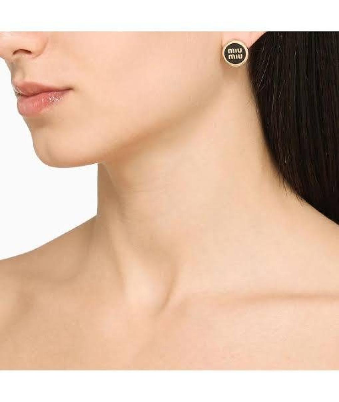 MIU MIU Черные латунные серьги, фото 5