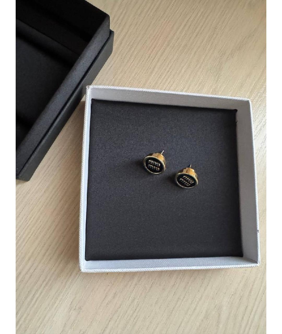 MIU MIU Черные латунные серьги, фото 2