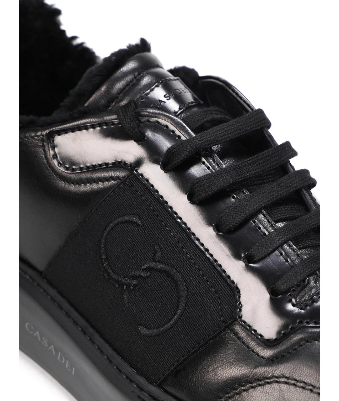 CASADEI Черные кожаные высокие кроссовки / кеды, фото 5