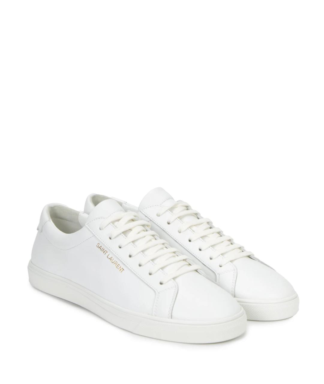 SAINT LAURENT Белые кожаные высокие кроссовки / кеды, фото 2