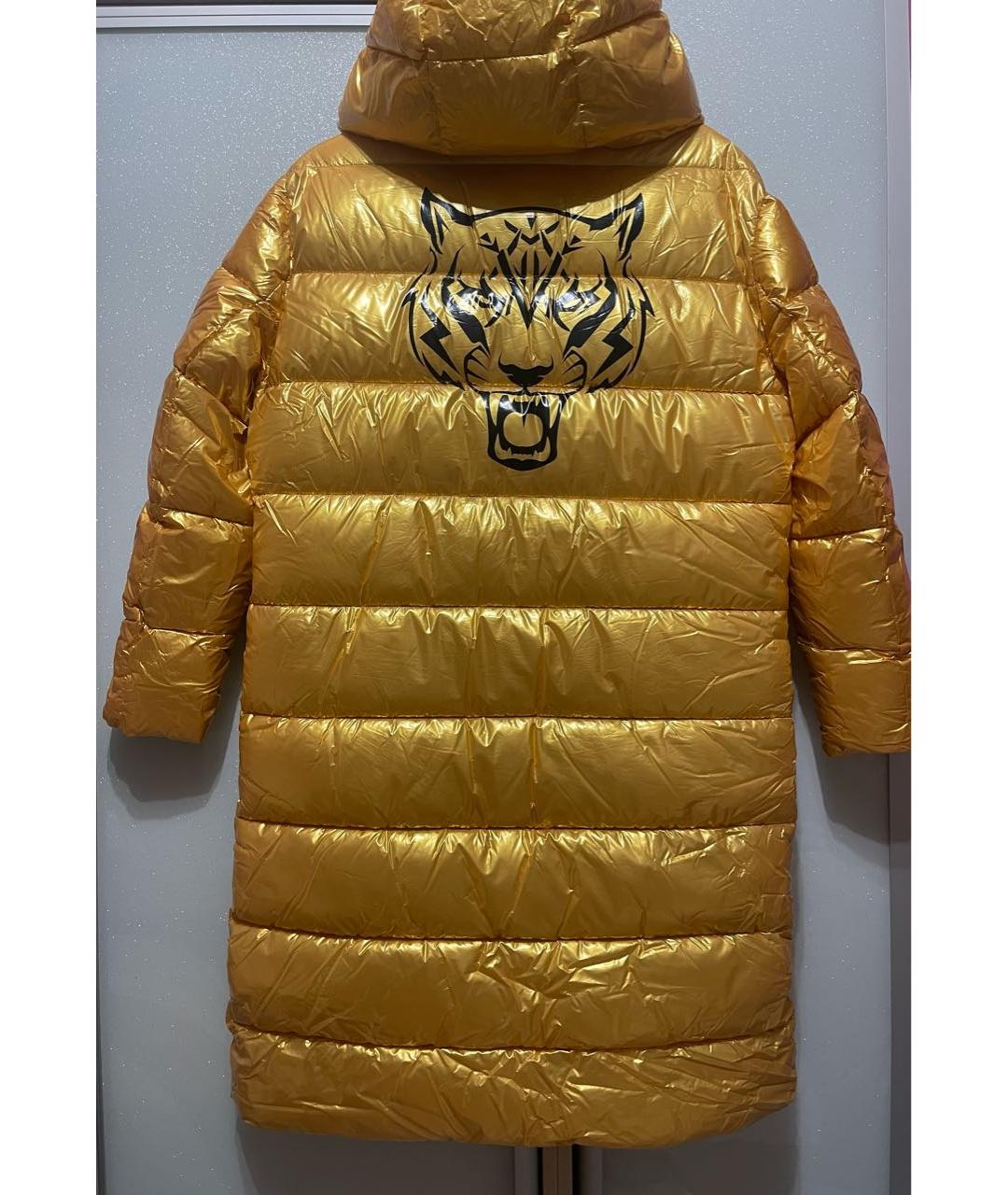 PLEIN SPORT Золотой полиамидовый пуховик, фото 8