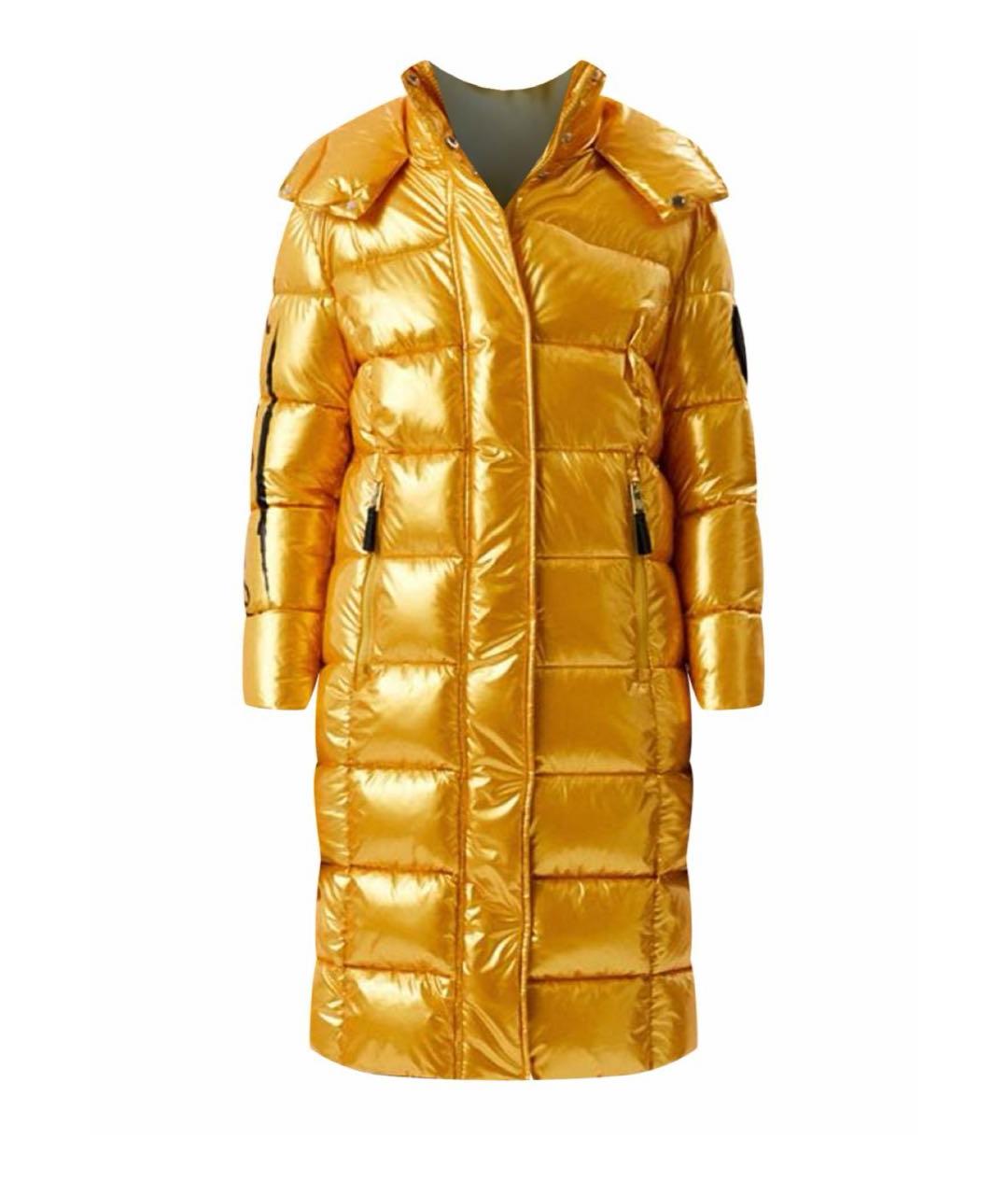 PLEIN SPORT Золотой полиамидовый пуховик, фото 1
