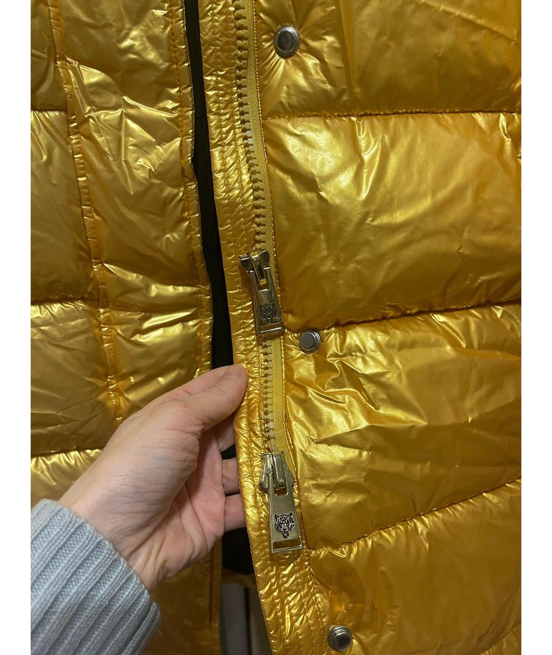 PLEIN SPORT Золотой полиамидовый пуховик, фото 5