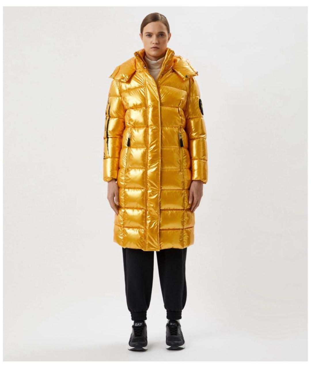 PLEIN SPORT Золотой полиамидовый пуховик, фото 2