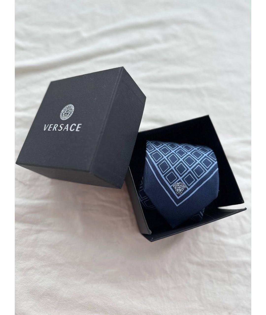 VERSACE Синий шелковый галстук, фото 3