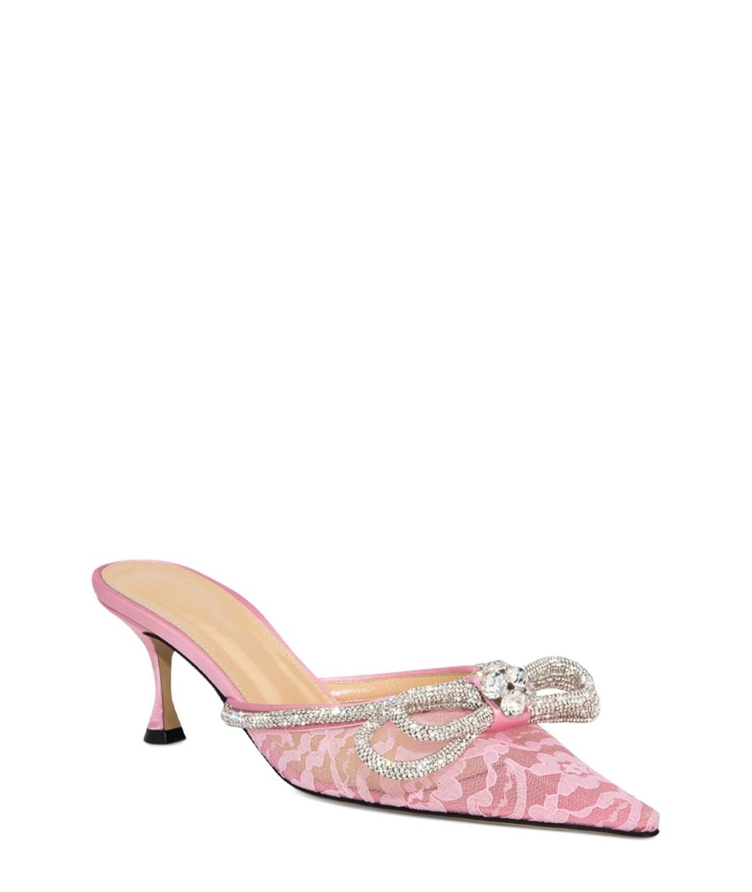 MACH&MACH Розовые текстильные мюли, фото 3