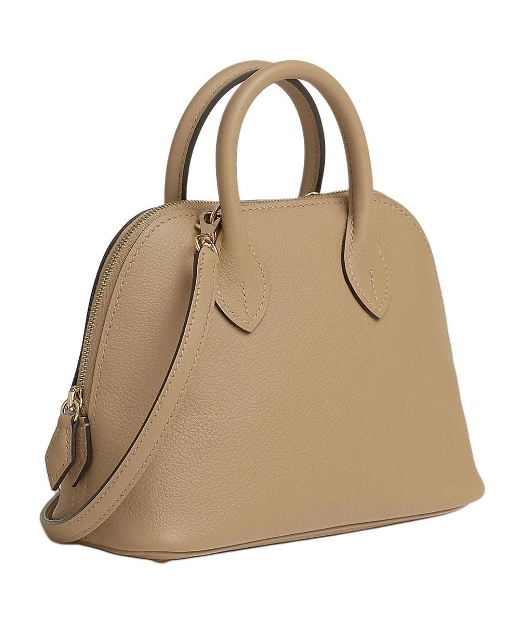 HERMES Бежевая кожаная сумка через плечо, фото 2