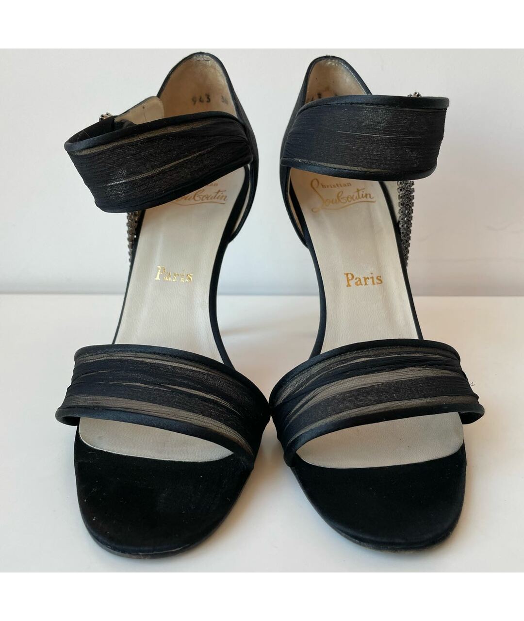 CHRISTIAN LOUBOUTIN Черные текстильные туфли, фото 3