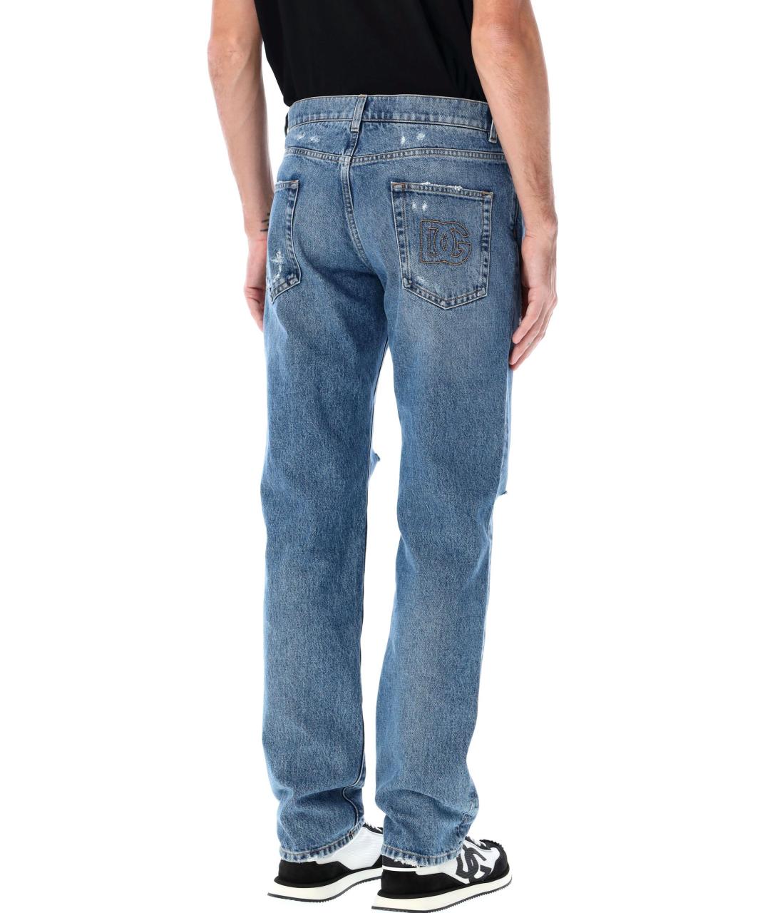 DOLCE&GABBANA Голубые хлопковые прямые джинсы, фото 3