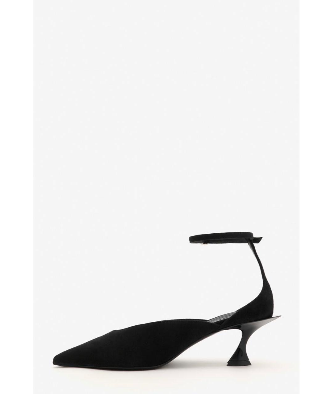 MUGLER Черные замшевые лодочки на низком каблуке, фото 6