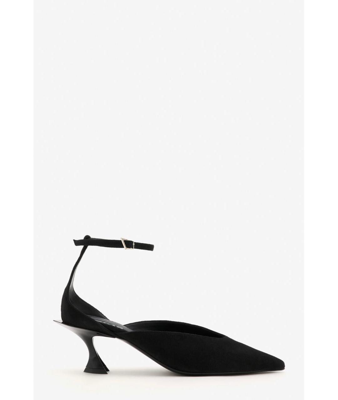 MUGLER Черные замшевые лодочки на низком каблуке, фото 7