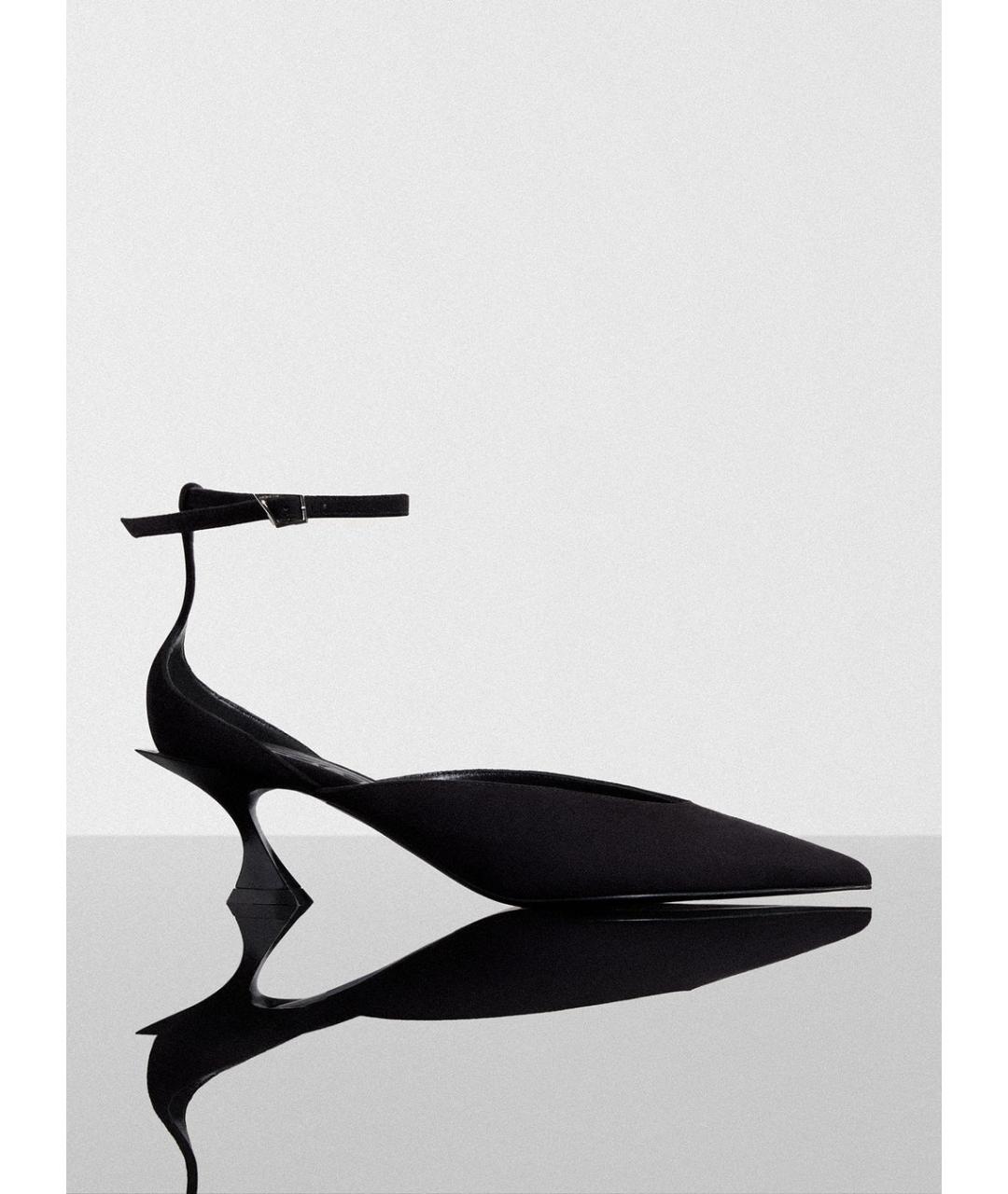 MUGLER Черные замшевые лодочки на низком каблуке, фото 4