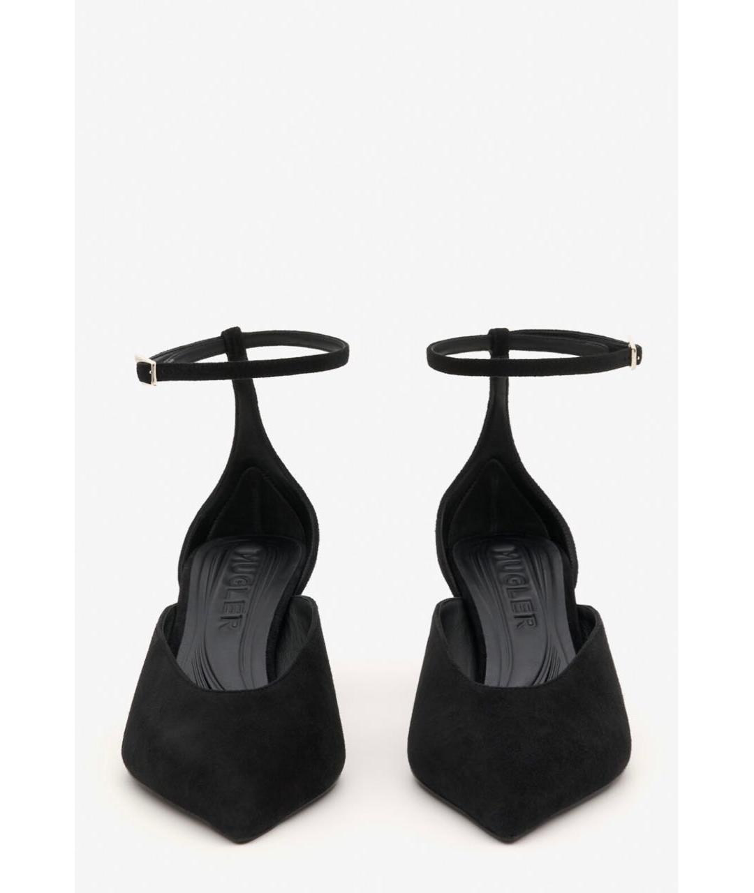 MUGLER Черные замшевые лодочки на низком каблуке, фото 5