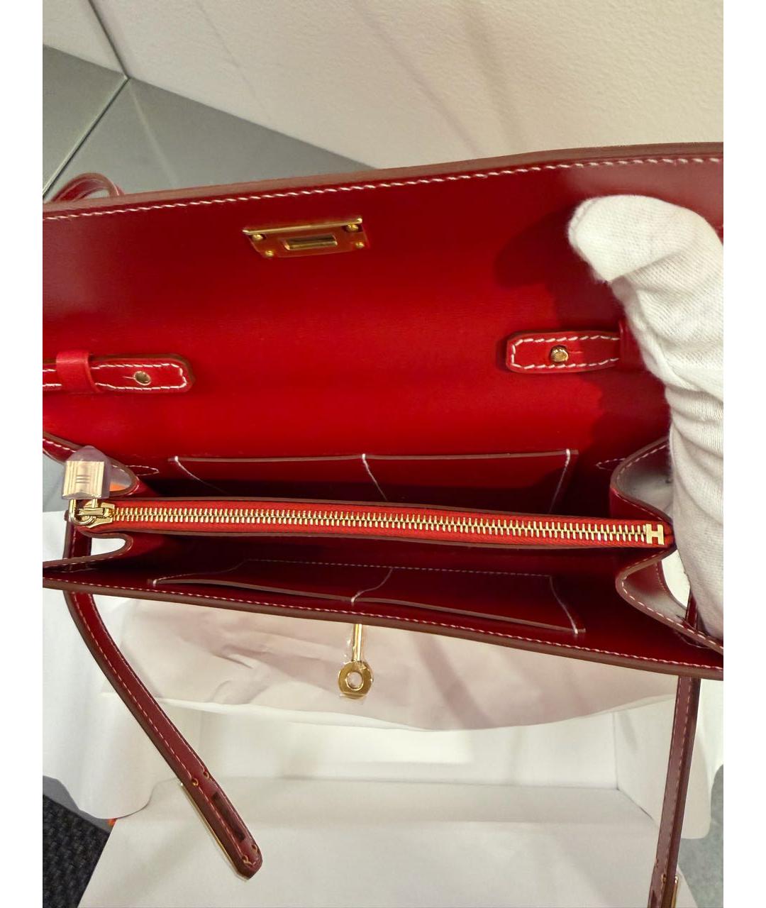 HERMES Красная кожаная сумка через плечо, фото 6