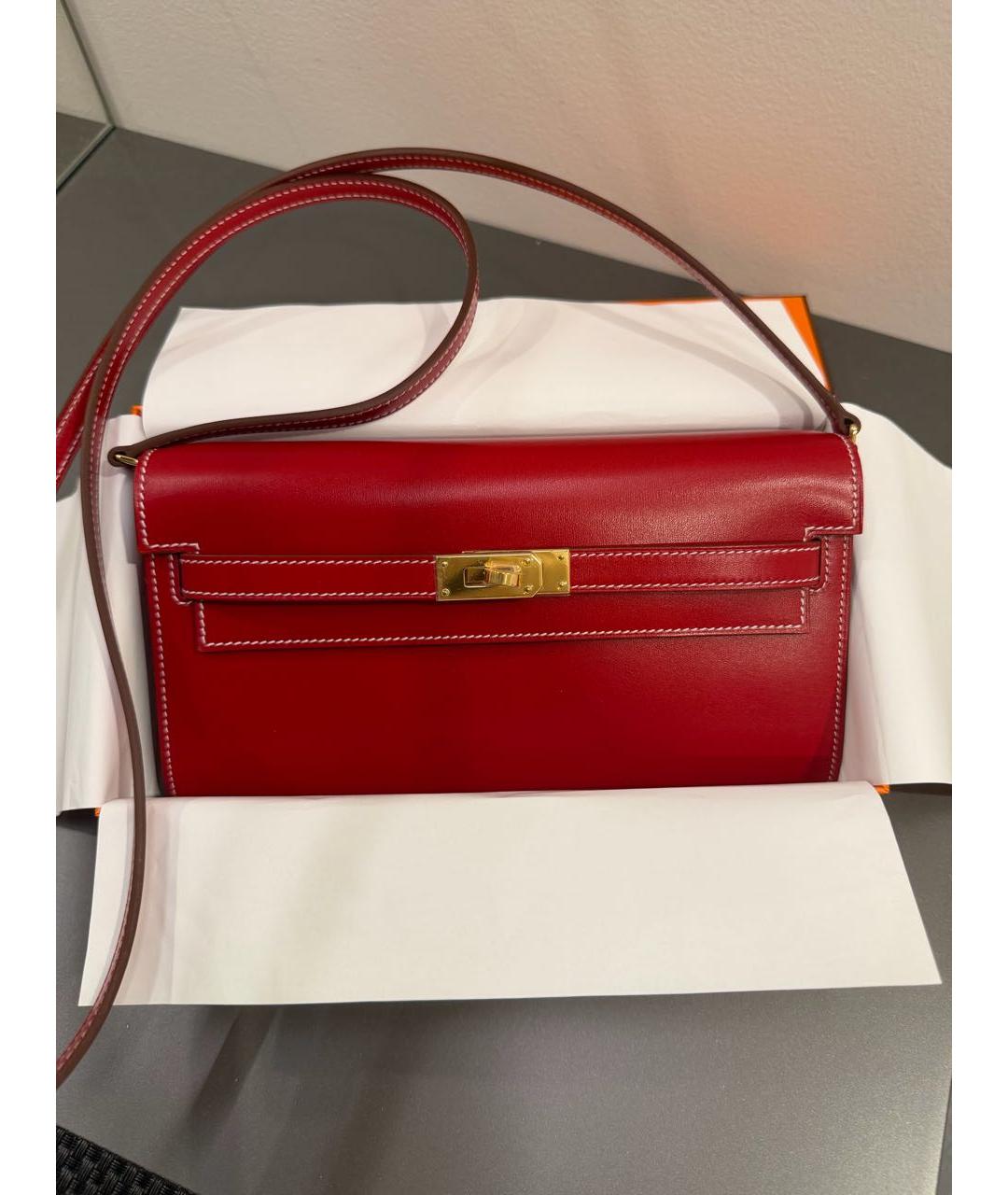 HERMES Красная кожаная сумка через плечо, фото 4