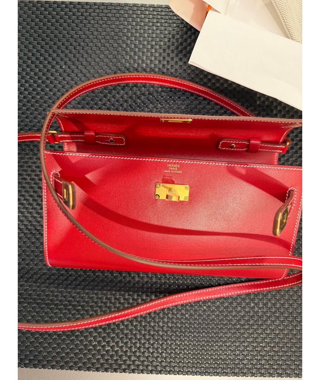 HERMES Красная кожаная сумка через плечо, фото 3