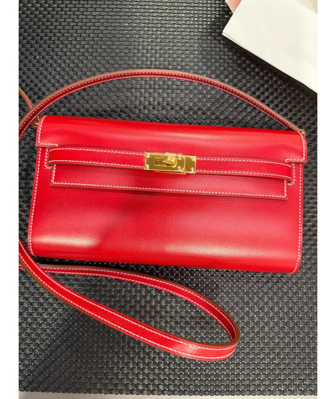 HERMES Красная кожаная сумка через плечо, фото 9