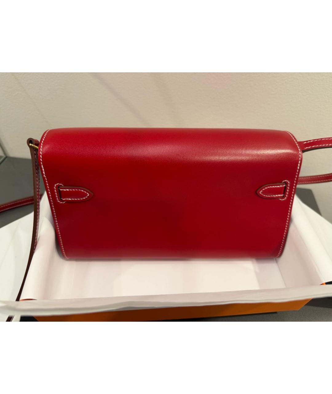 HERMES Красная кожаная сумка через плечо, фото 5