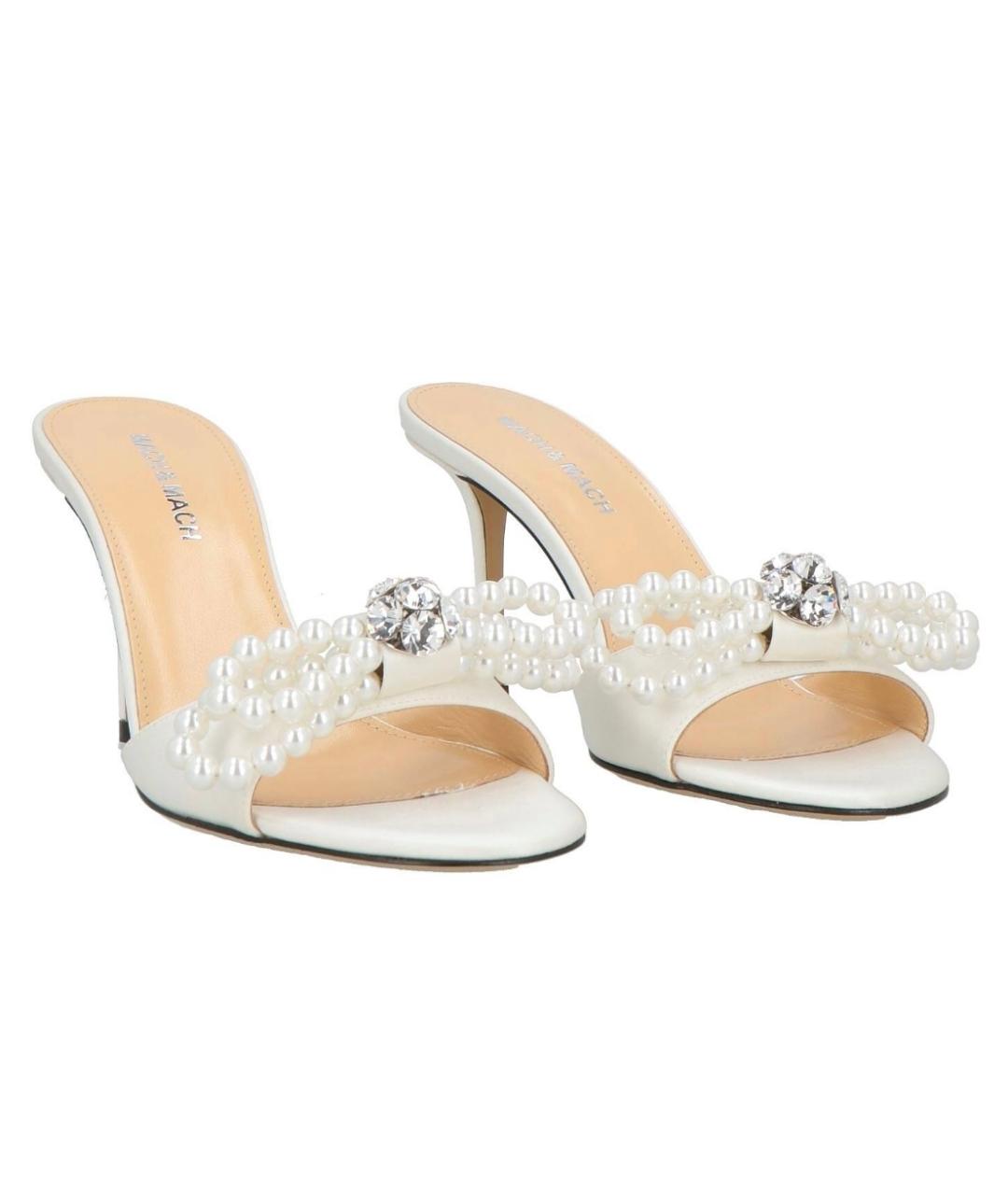 MACH&MACH Белые текстильные мюли, фото 2