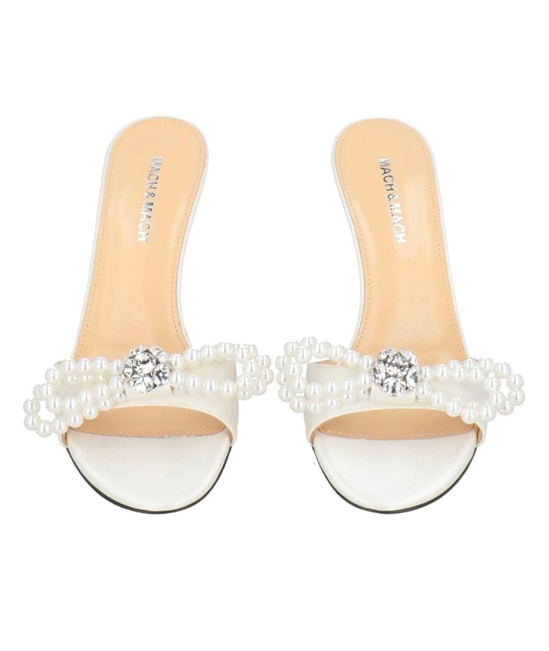 MACH&MACH Белые текстильные мюли, фото 3