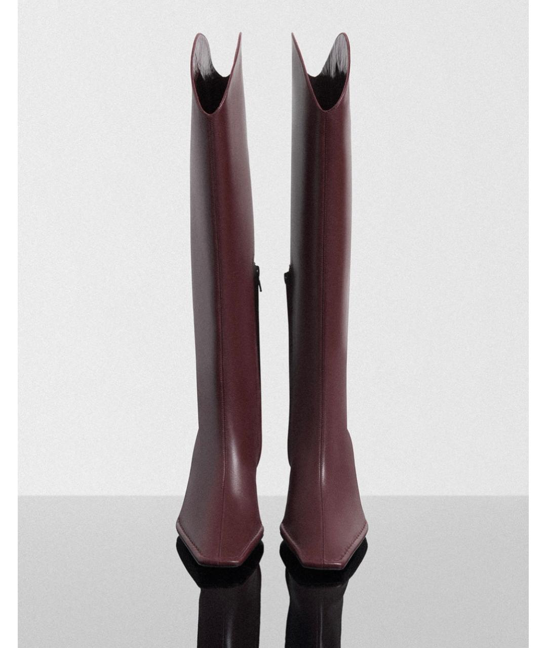 MUGLER Бордовые кожаные сапоги, фото 3