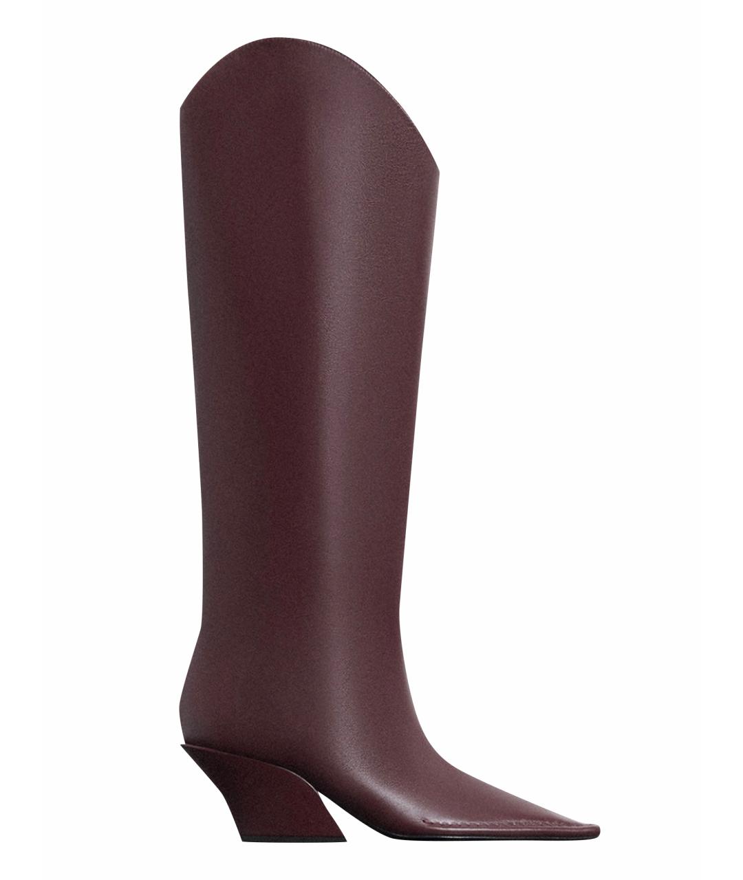 MUGLER Бордовые кожаные сапоги, фото 1