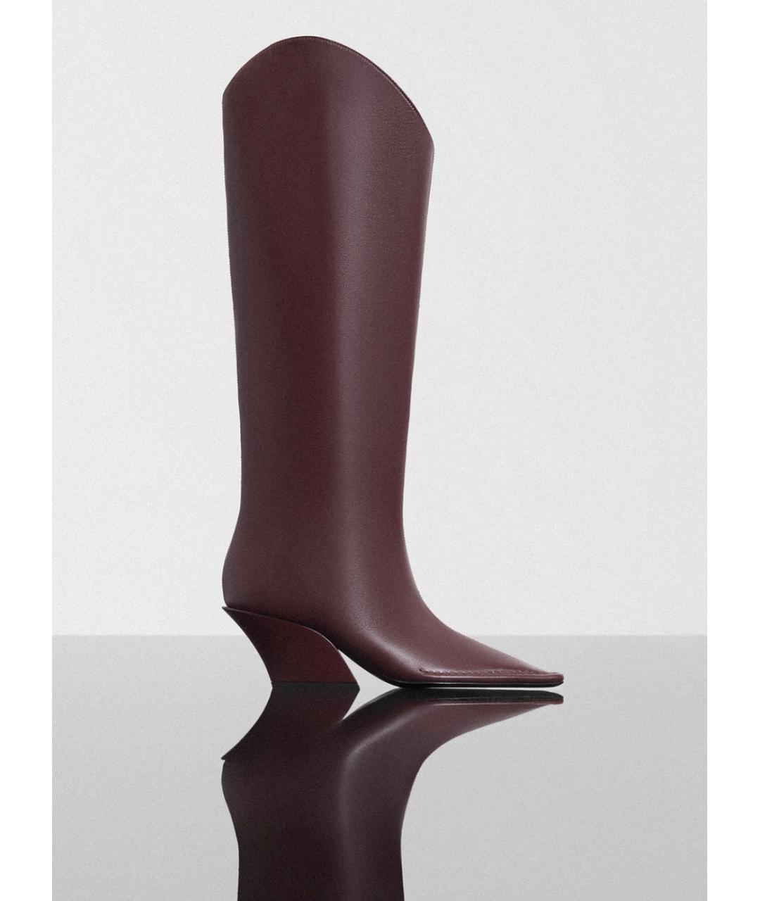 MUGLER Бордовые кожаные сапоги, фото 4