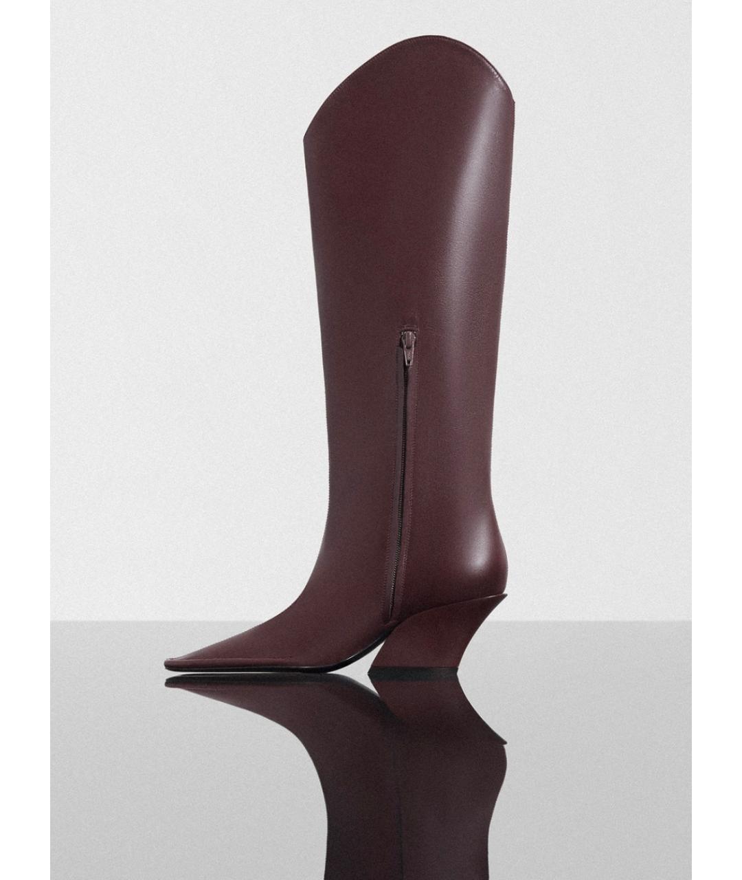 MUGLER Бордовые кожаные сапоги, фото 2