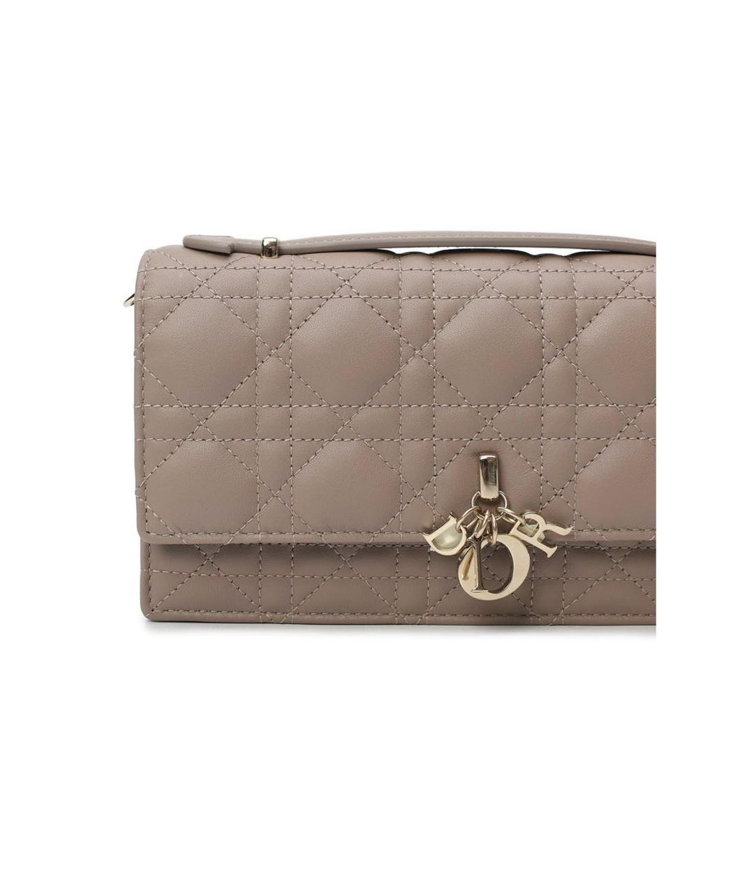 CHRISTIAN DIOR Бежевая кожаная сумка через плечо, фото 6