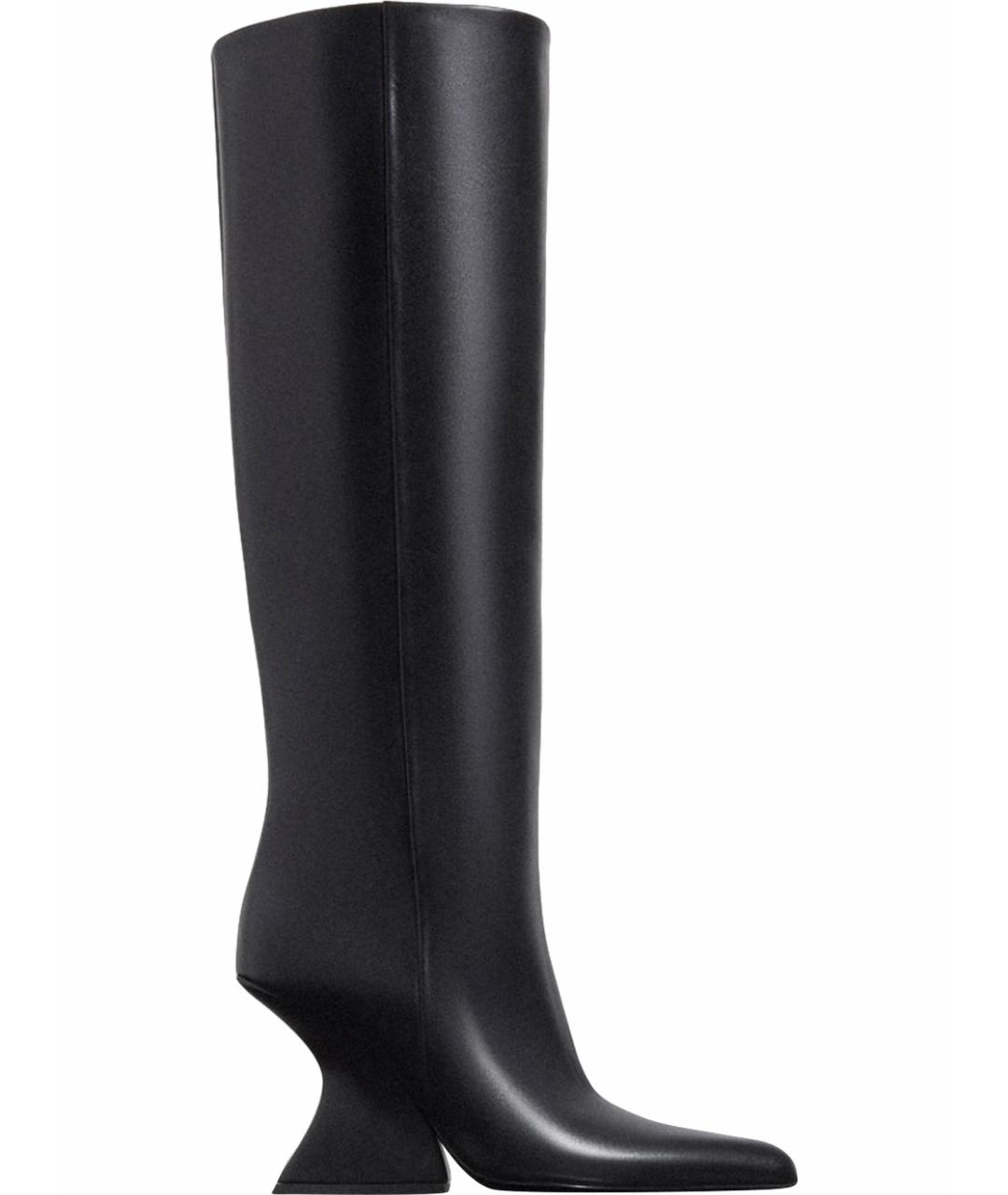 MUGLER Черные кожаные сапоги, фото 1