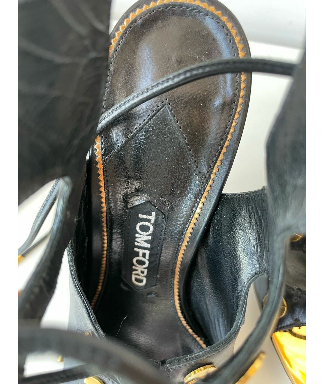 TOM FORD Черные кожаные босоножки, фото 4