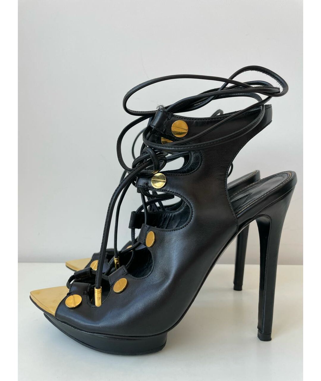 TOM FORD Черные кожаные босоножки, фото 9