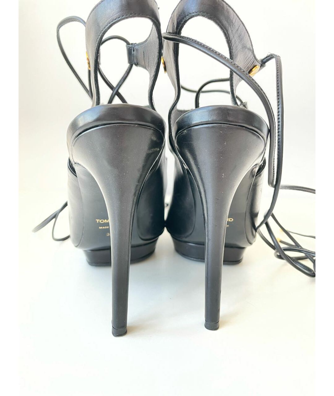 TOM FORD Черные кожаные босоножки, фото 6