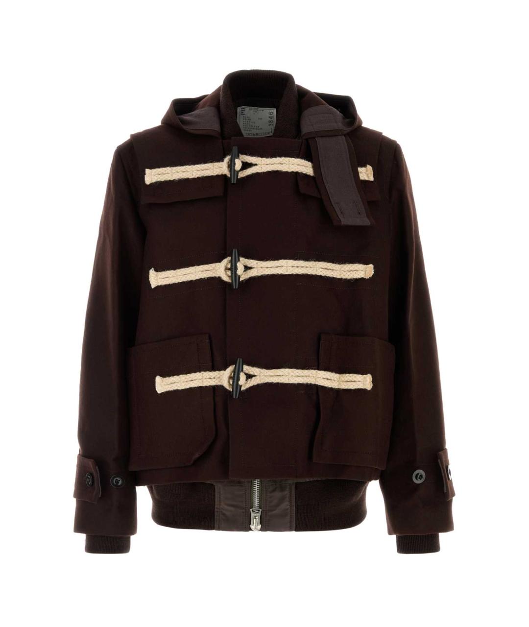 SACAI Коричневая шерстяная куртка, фото 1