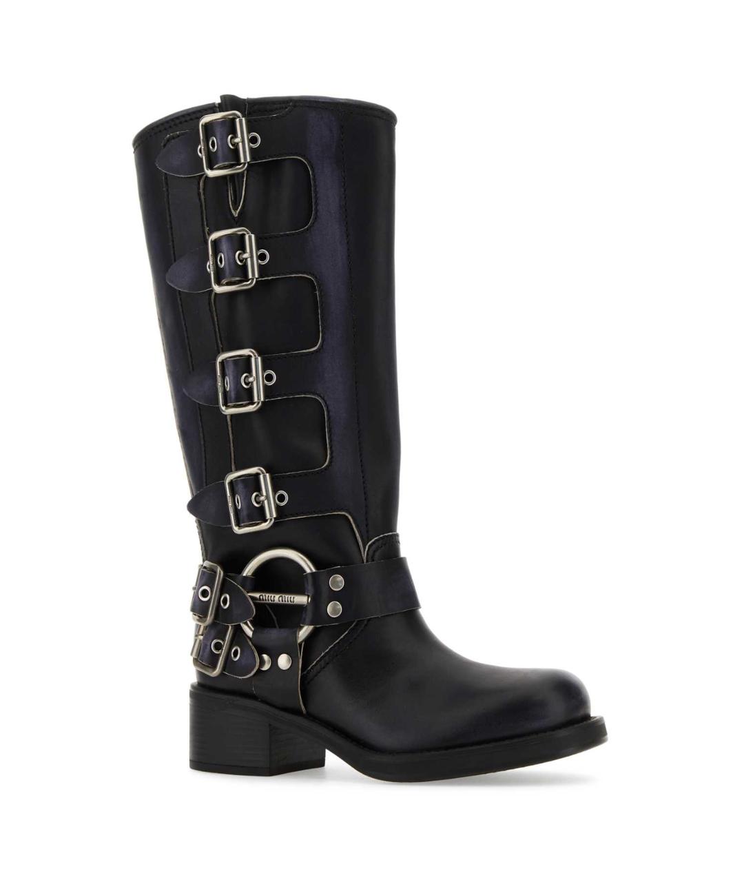 MIU MIU Черные кожаные сапоги, фото 2