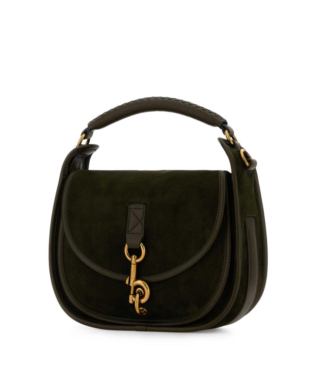 BURBERRY Зеленая замшевая сумка с короткими ручками, фото 2